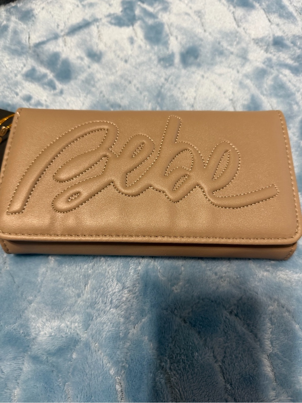 Embossed Beige Wallet Clutch